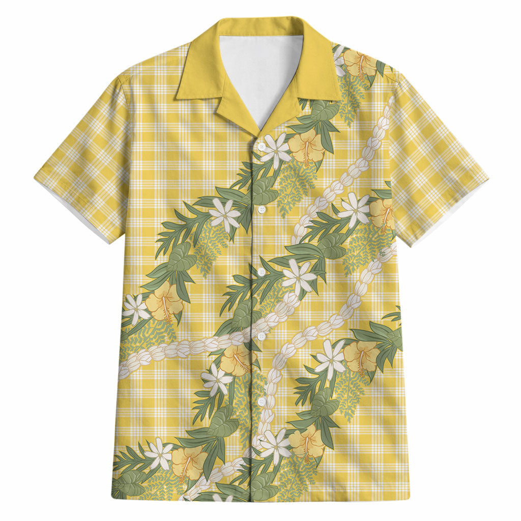 Aloha Puakenikeni Anthurium Pikake Lei Hawaiian Shirt Gold Hawaiian Palaka Pattern LT9 Gold - Polynesian Pride