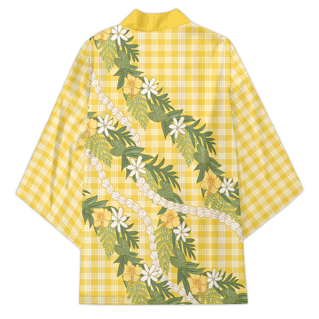 Aloha Puakenikeni Anthurium Pikake Lei Kimono Gold Hawaiian Palaka Pattern LT9 - Polynesian Pride
