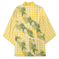 Aloha Puakenikeni Anthurium Pikake Lei Kimono Gold Hawaiian Palaka Pattern LT9 - Polynesian Pride