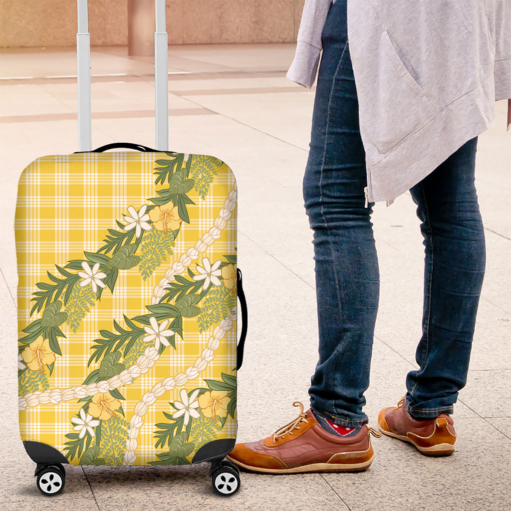 Aloha Puakenikeni Anthurium Pikake Lei Luggage Cover Gold Hawaiian Palaka Pattern LT9 Gold - Polynesian Pride