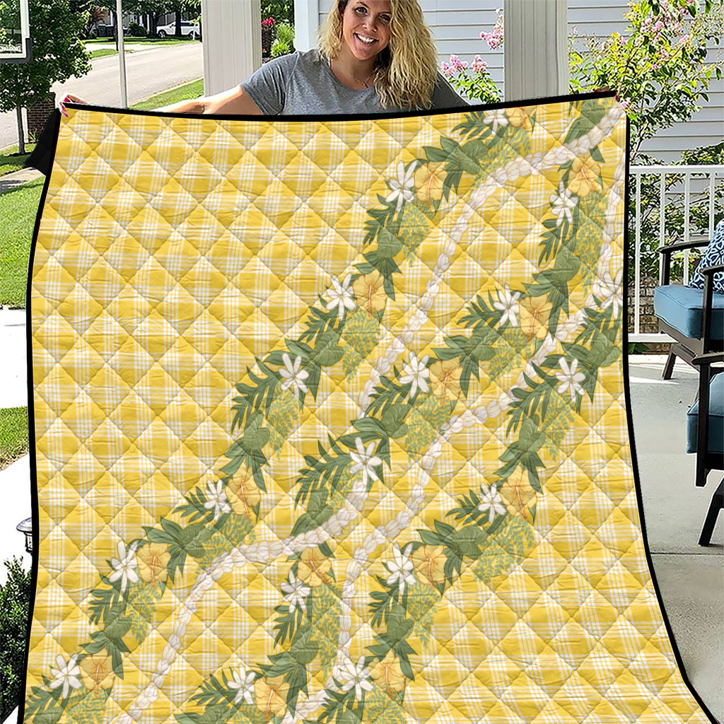Aloha Puakenikeni Anthurium Pikake Lei Quilt Gold Hawaiian Palaka Pattern LT9 Gold - Polynesian Pride