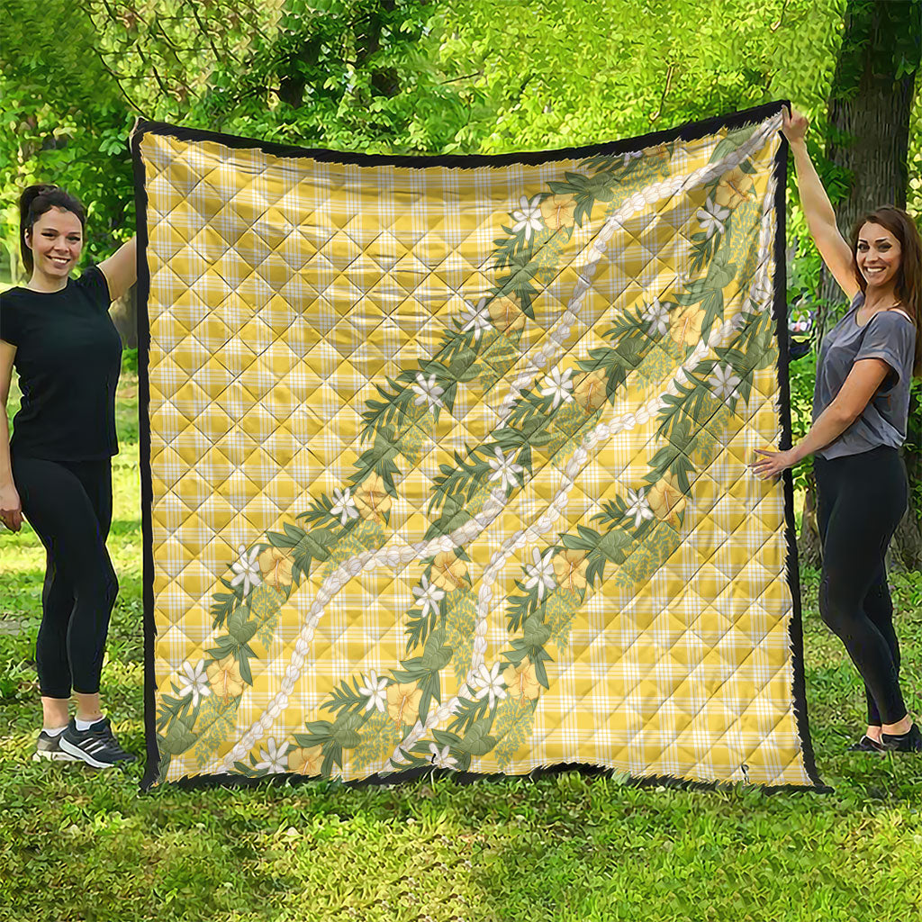 Aloha Puakenikeni Anthurium Pikake Lei Quilt Gold Hawaiian Palaka Pattern LT9 - Polynesian Pride