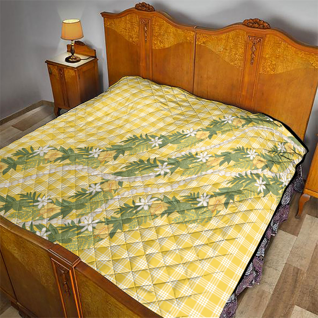 Aloha Puakenikeni Anthurium Pikake Lei Quilt Gold Hawaiian Palaka Pattern LT9 - Polynesian Pride