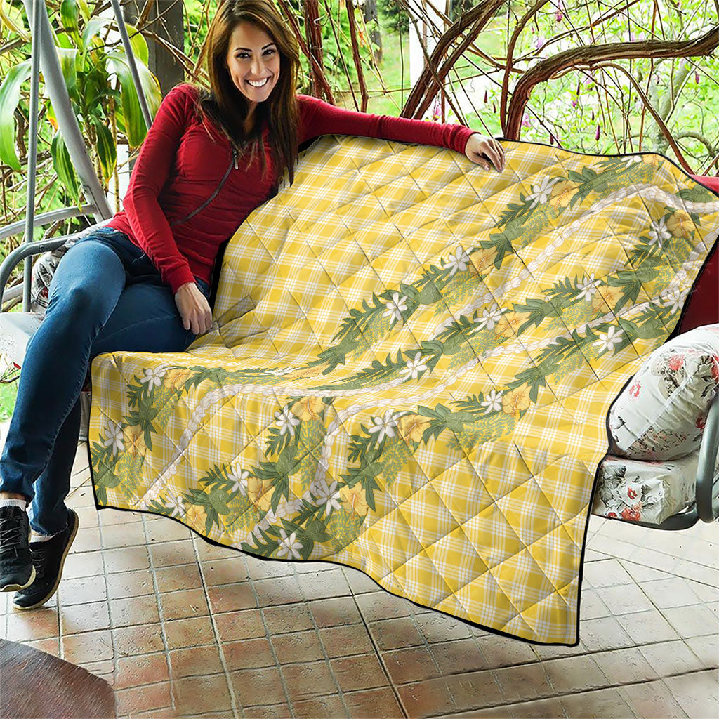 Aloha Puakenikeni Anthurium Pikake Lei Quilt Gold Hawaiian Palaka Pattern LT9 - Polynesian Pride