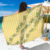 Aloha Puakenikeni Anthurium Pikake Lei Sarong Gold Hawaiian Palaka Pattern LT9 One Size 44 x 66 inches Gold - Polynesian Pride