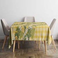 Aloha Puakenikeni Anthurium Pikake Lei Tablecloth Gold Hawaiian Palaka Pattern LT9 - Polynesian Pride