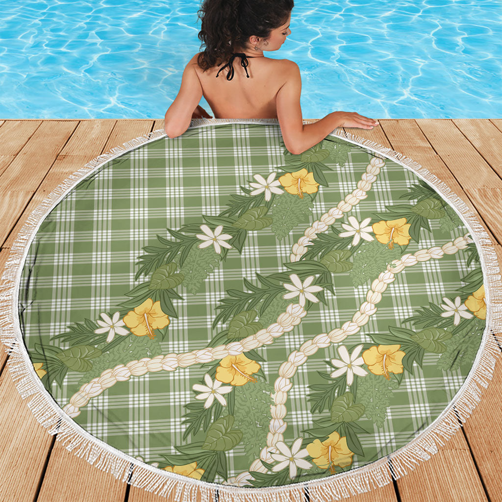 Aloha Puakenikeni Anthurium Pikake Lei Beach Blanket Green