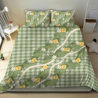 Aloha Puakenikeni Anthurium Pikake Lei Bedding Set Green Hawaiian Palaka Pattern LT9 - Polynesian Pride