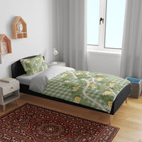 Aloha Puakenikeni Anthurium Pikake Lei Bedding Set Green Hawaiian Palaka Pattern LT9 - Polynesian Pride