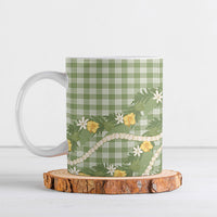 Aloha Puakenikeni Anthurium Pikake Lei Ceramic Mug Green Hawaiian Palaka Pattern LT9 Green - Polynesian Pride