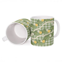 Aloha Puakenikeni Anthurium Pikake Lei Ceramic Mug Green Hawaiian Palaka Pattern LT9 - Polynesian Pride