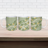 Aloha Puakenikeni Anthurium Pikake Lei Ceramic Mug Green Hawaiian Palaka Pattern LT9 - Polynesian Pride
