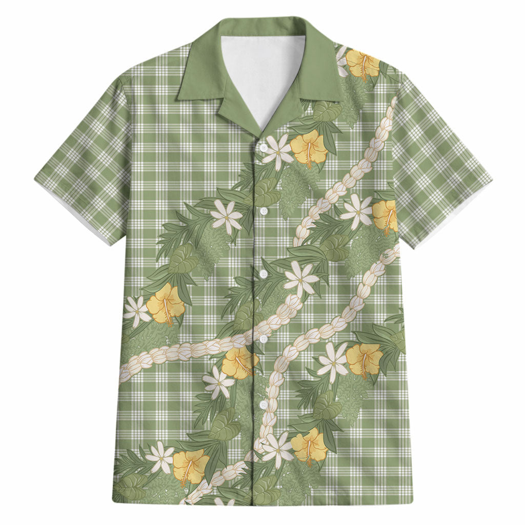 Aloha Puakenikeni Anthurium Pikake Lei Hawaiian Shirt Green Hawaiian Palaka Pattern LT9 Green - Polynesian Pride