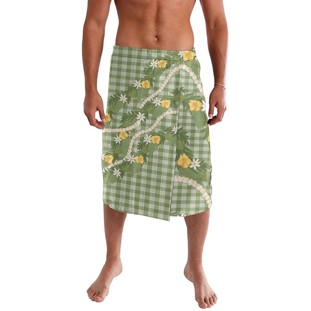Aloha Puakenikeni Anthurium Pikake Lei Lavalava Green Hawaiian Palaka Pattern LT9 Green - Polynesian Pride