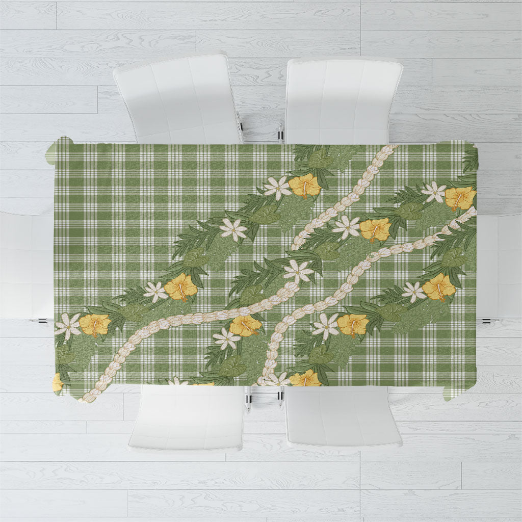 Aloha Puakenikeni Anthurium Pikake Lei Tablecloth Green Hawaiian Palaka Pattern LT9 Green - Polynesian Pride