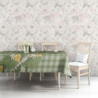 Aloha Puakenikeni Anthurium Pikake Lei Tablecloth Green Hawaiian Palaka Pattern LT9 - Polynesian Pride
