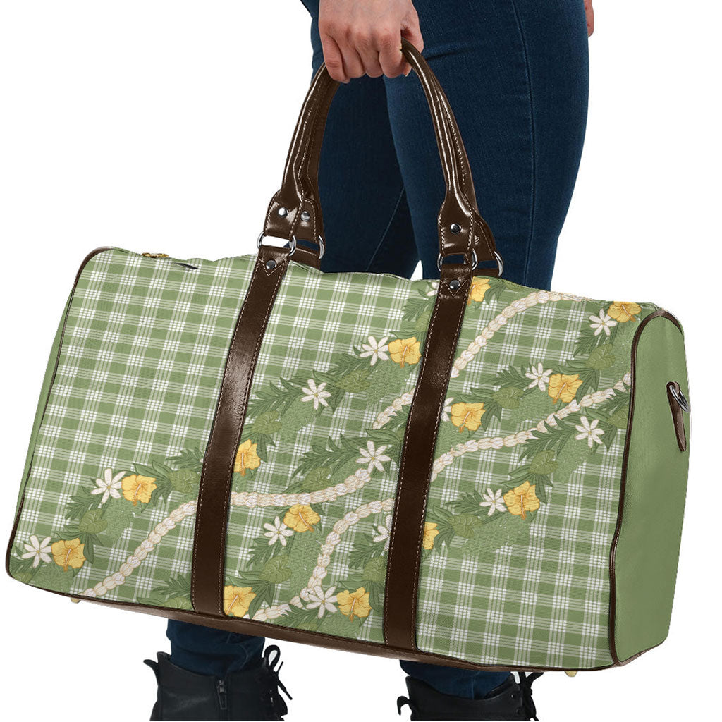 Aloha Puakenikeni Anthurium Pikake Lei Travel Bag Green Hawaiian