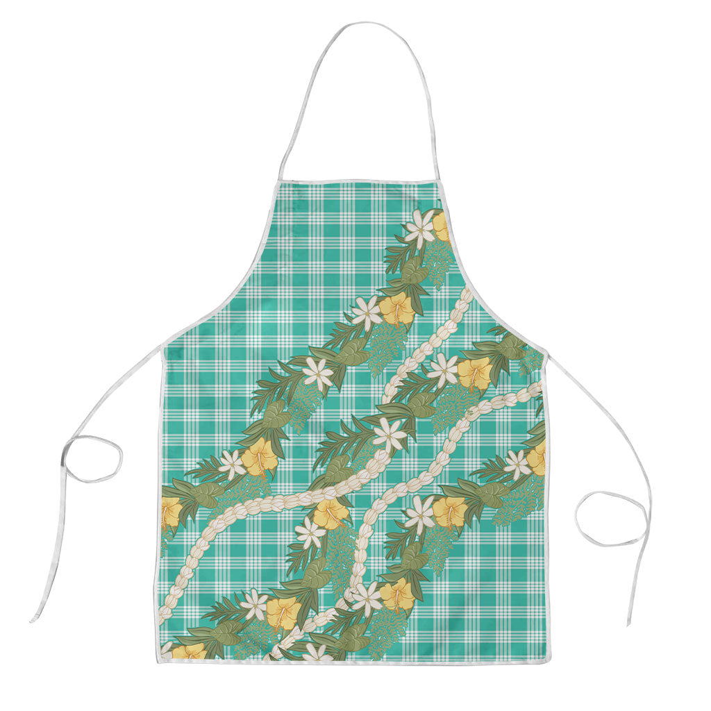 Aloha Puakenikeni Anthurium Pikake Lei Apron Marine Hawaiian Palaka Pattern LT9 Marine - Polynesian Pride