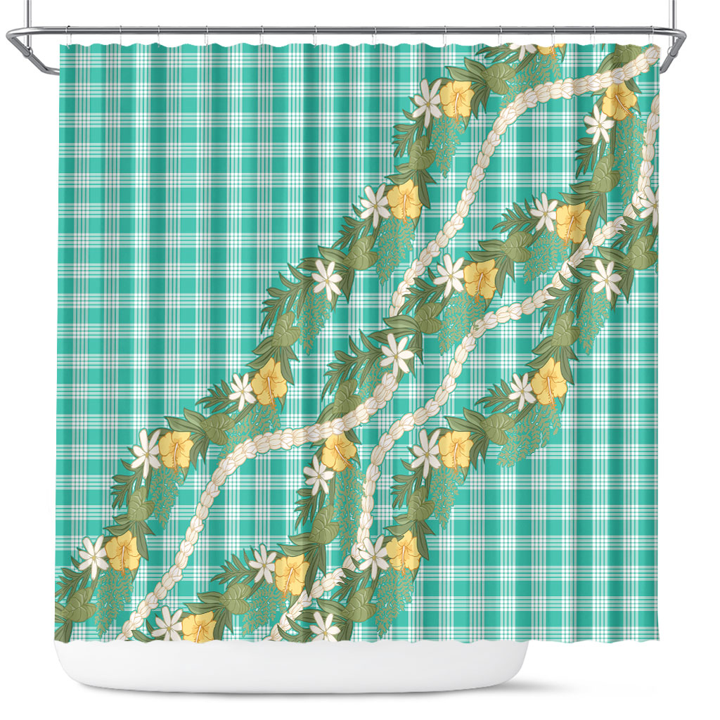 Aloha Puakenikeni Anthurium Pikake Lei Shower Curtain Marine Hawaiian Palaka Pattern LT9 Marine - Polynesian Pride