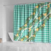 Aloha Puakenikeni Anthurium Pikake Lei Shower Curtain Marine Hawaiian Palaka Pattern LT9 - Polynesian Pride
