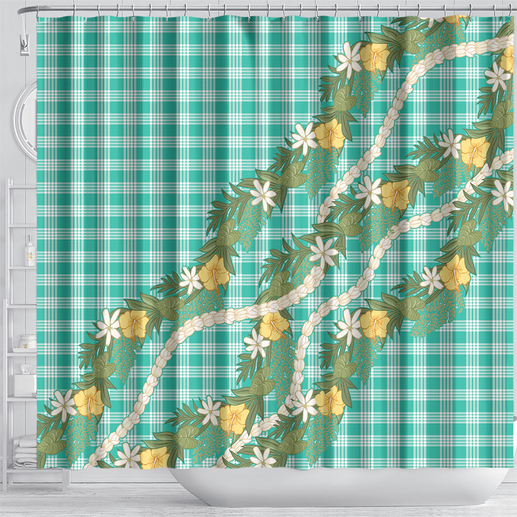 Aloha Puakenikeni Anthurium Pikake Lei Shower Curtain Marine Hawaiian Palaka Pattern LT9 - Polynesian Pride