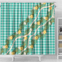 Aloha Puakenikeni Anthurium Pikake Lei Shower Curtain Marine Hawaiian Palaka Pattern LT9 - Polynesian Pride