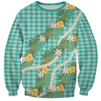 Aloha Puakenikeni Anthurium Pikake Lei Sweatshirt Marine Hawaiian Palaka Pattern LT9 Unisex Marine - Polynesian Pride