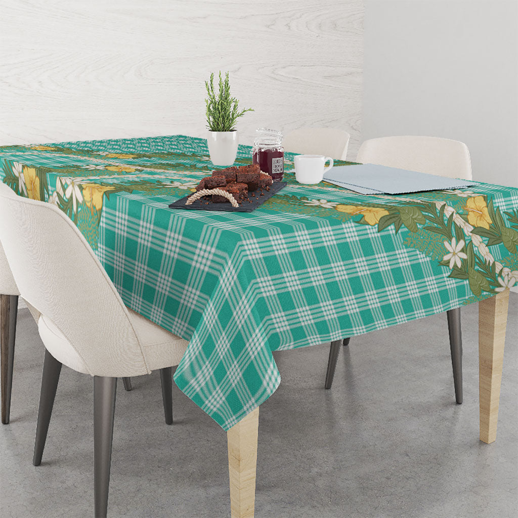 Aloha Puakenikeni Anthurium Pikake Lei Tablecloth Marine Hawaiian Palaka Pattern LT9 - Polynesian Pride