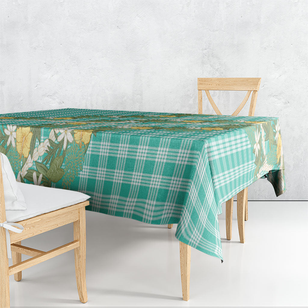 Aloha Puakenikeni Anthurium Pikake Lei Tablecloth Marine Hawaiian Palaka Pattern LT9 - Polynesian Pride