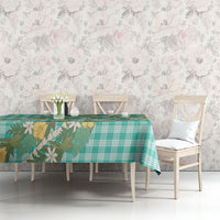 Aloha Puakenikeni Anthurium Pikake Lei Tablecloth Marine Hawaiian Palaka Pattern LT9 - Polynesian Pride