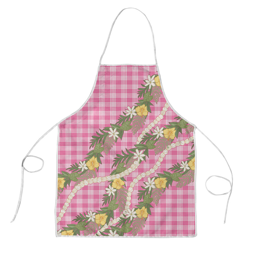 Aloha Puakenikeni Anthurium Pikake Lei Apron Tropical Pink Hawaiian Palaka Pattern LT9 Pink - Polynesian Pride