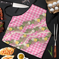 Aloha Puakenikeni Anthurium Pikake Lei Apron Tropical Pink Hawaiian Palaka Pattern LT9 Pink - Polynesian Pride