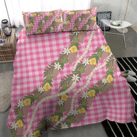 Aloha Puakenikeni Anthurium Pikake Lei Bedding Set Tropical Pink Hawaiian Palaka Pattern LT9 - Polynesian Pride