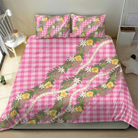 Aloha Puakenikeni Anthurium Pikake Lei Bedding Set Tropical Pink Hawaiian Palaka Pattern LT9 - Polynesian Pride