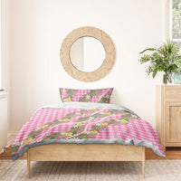 Aloha Puakenikeni Anthurium Pikake Lei Bedding Set Tropical Pink Hawaiian Palaka Pattern LT9 - Polynesian Pride