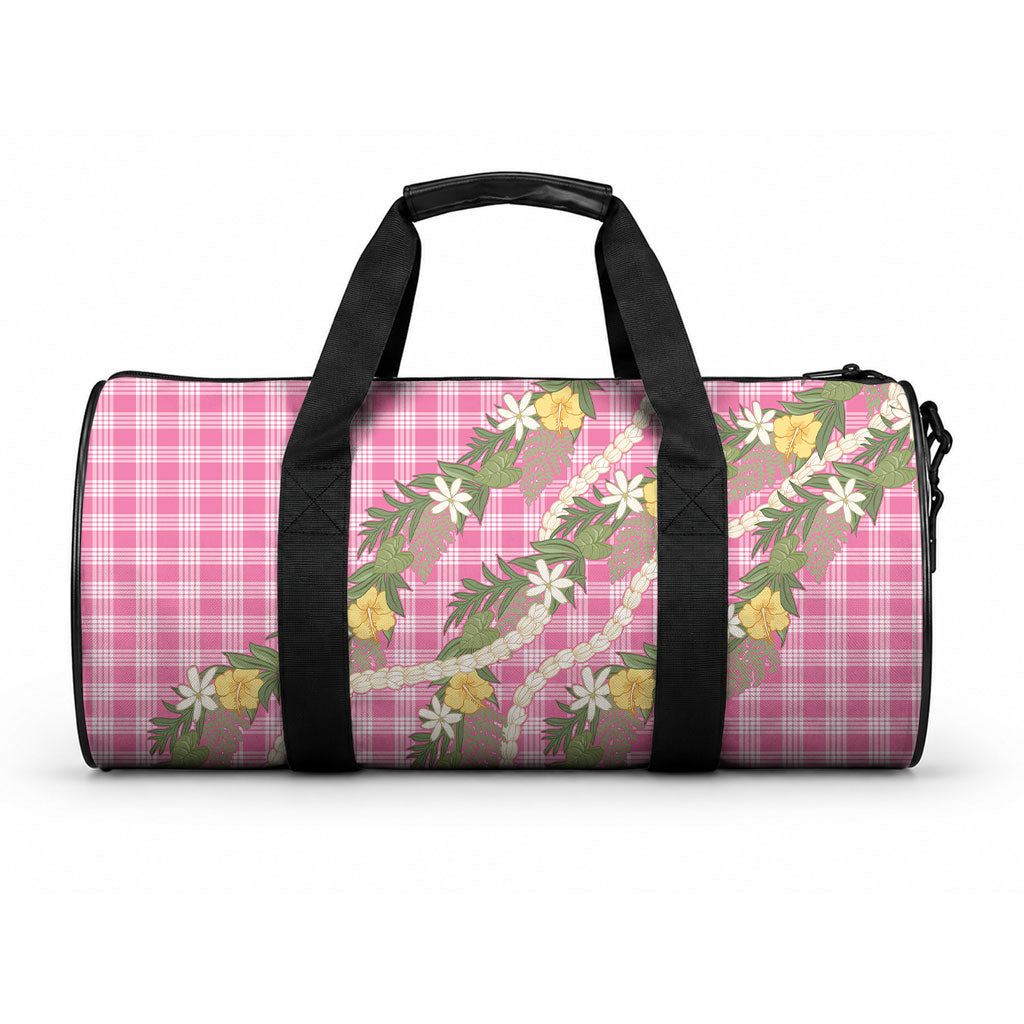Aloha Puakenikeni Anthurium Pikake Lei Duffle Bag Tropical Pink Hawaiian Palaka Pattern LT9 One size Pink - Polynesian Pride