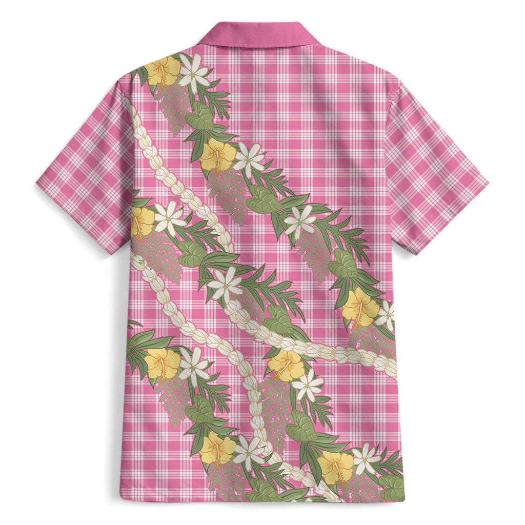 Aloha Puakenikeni Anthurium Pikake Lei Hawaiian Shirt Tropical Pink Hawaiian Palaka Pattern LT9 - Polynesian Pride