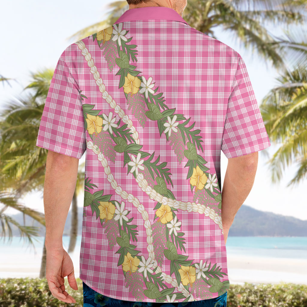Aloha Puakenikeni Anthurium Pikake Lei Hawaiian Shirt Tropical Pink Hawaiian Palaka Pattern LT9 - Polynesian Pride