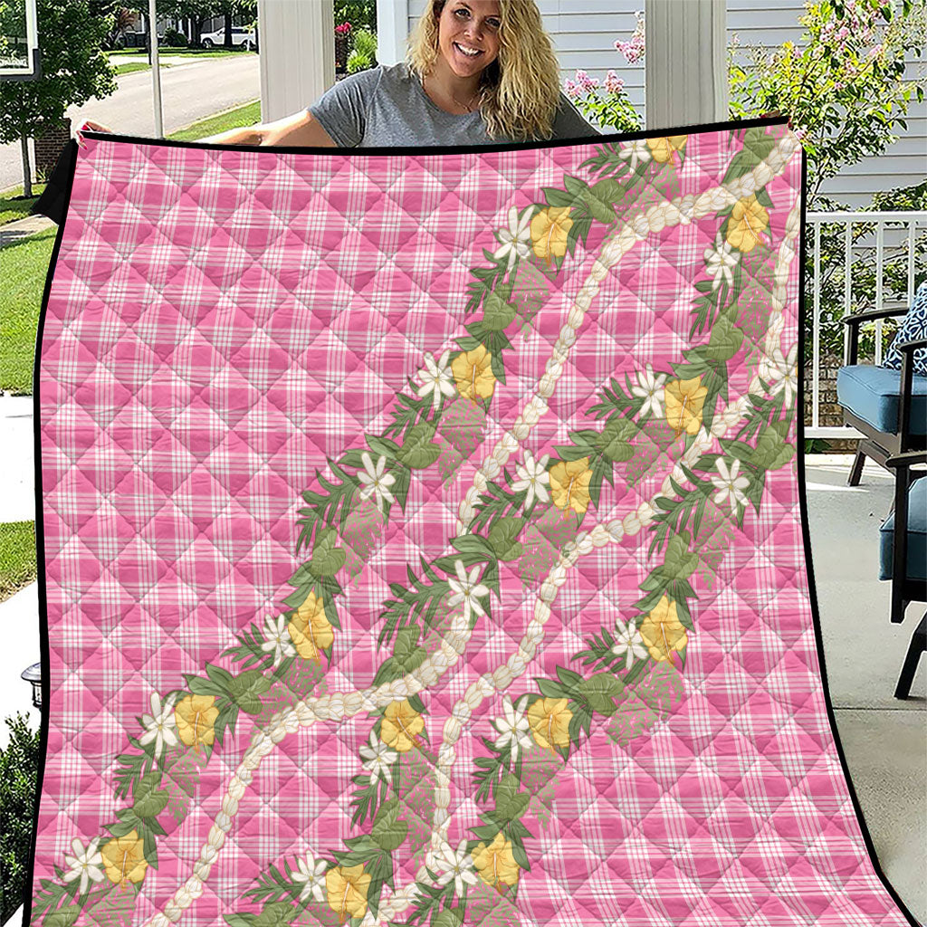 Aloha Puakenikeni Anthurium Pikake Lei Quilt Tropical Pink Hawaiian Palaka Pattern LT9 Pink - Polynesian Pride