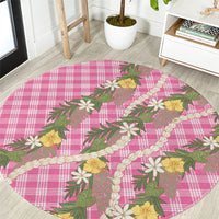 Aloha Puakenikeni Anthurium Pikake Lei Round Carpet Tropical Pink Hawaiian Palaka Pattern LT9 Pink - Polynesian Pride