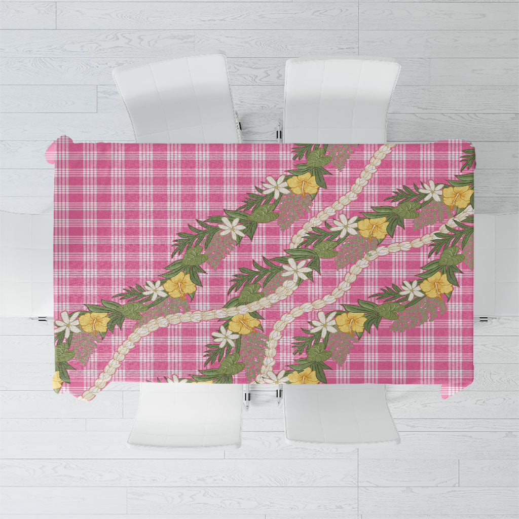 Aloha Puakenikeni Anthurium Pikake Lei Tablecloth Tropical Pink Hawaiian Palaka Pattern LT9 Pink - Polynesian Pride