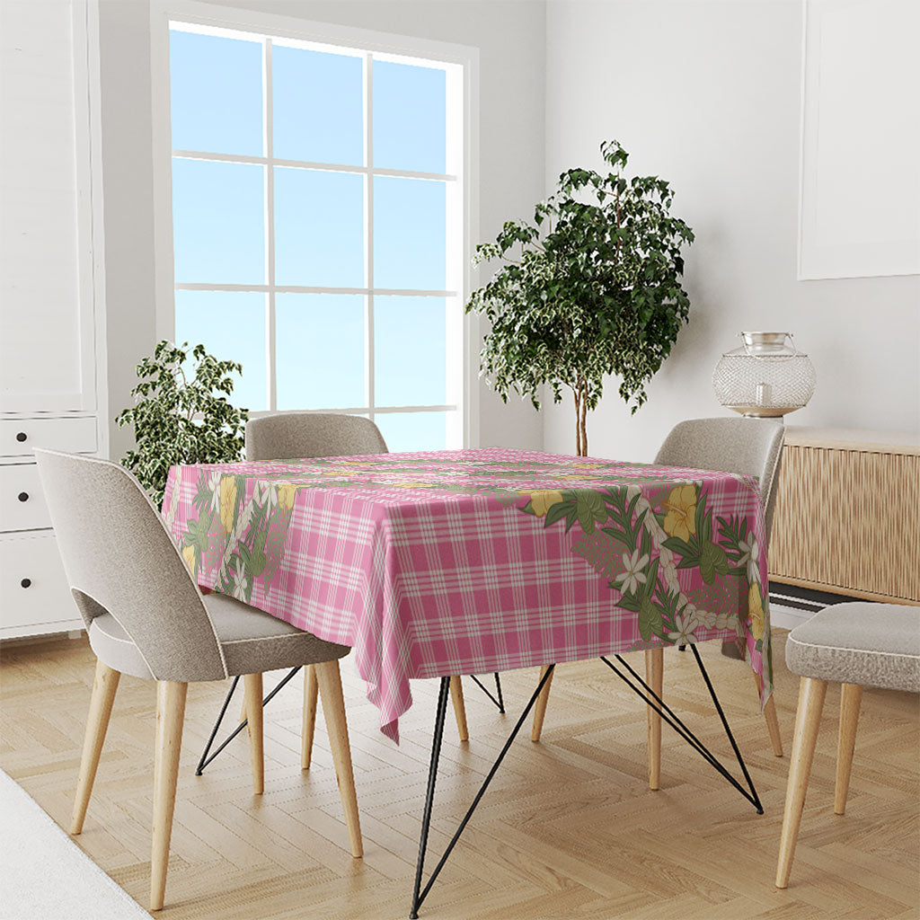 Aloha Puakenikeni Anthurium Pikake Lei Tablecloth Tropical Pink Hawaiian Palaka Pattern LT9 - Polynesian Pride