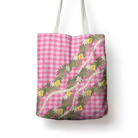 Aloha Puakenikeni Anthurium Pikake Lei Tote Bag Tropical Pink Hawaiian Palaka Pattern LT9 - Polynesian Pride