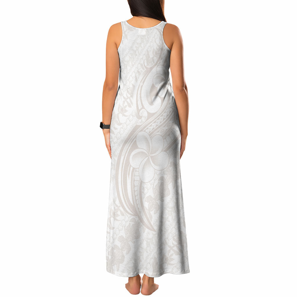 Hawaii Plumeria Lokelani Pikake Lei Tank Maxi Dress Sandy Beige Polynesian Tattoo LT9 - Polynesian Pride