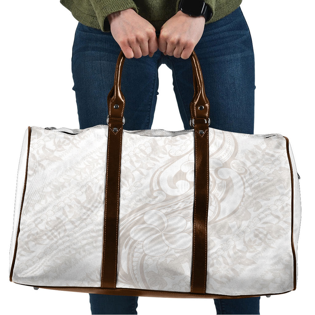 Hawaii Plumeria Lokelani Pikake Lei Travel Bag Sandy Beige Polynesian Tattoo LT9 Beige - Polynesian Pride