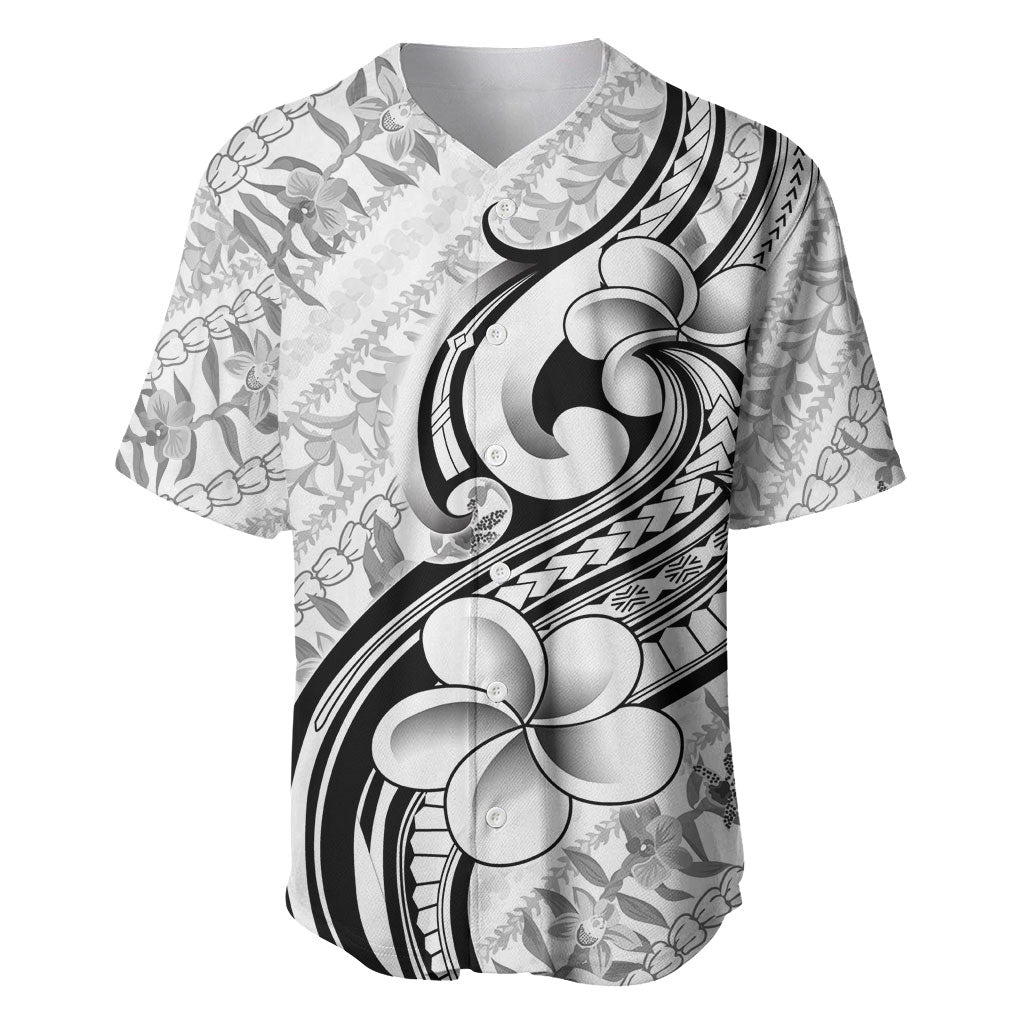 Hawaii Plumeria Lokelani Pikake Lei Baseball Jersey Ele'ele Polynesian Tattoo LT9 Black - Polynesian Pride