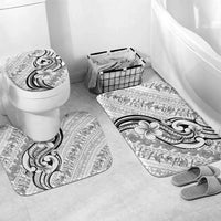 Hawaii Plumeria Lokelani Pikake Lei Bathroom Set Ele'ele Polynesian Tattoo LT9 Mat Set Only (3 pcs) One Size Black - Polynesian Pride