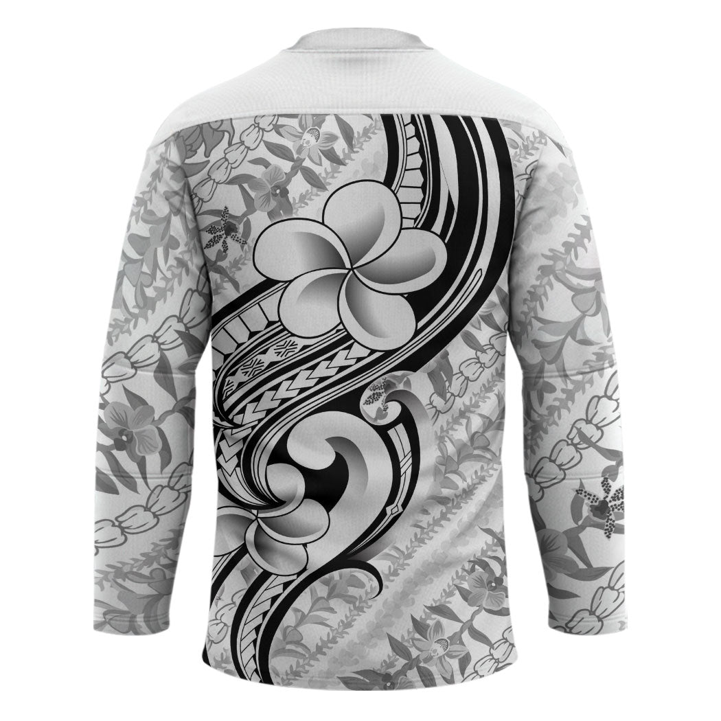 Hawaii Plumeria Lokelani Pikake Lei Hockey Jersey Ele'ele Polynesian Tattoo LT9 - Polynesian Pride
