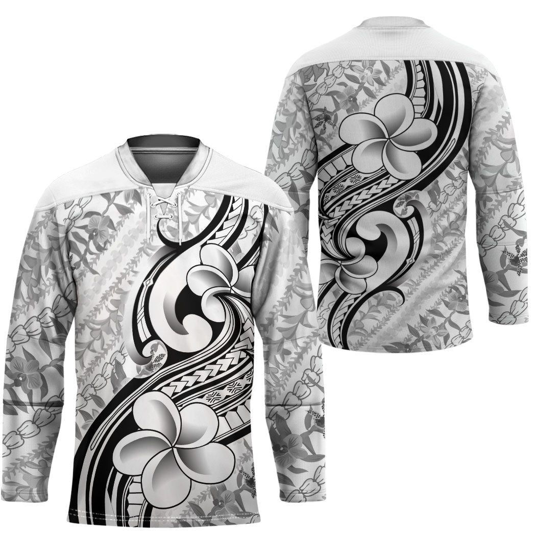 Hawaii Plumeria Lokelani Pikake Lei Hockey Jersey Ele'ele Polynesian Tattoo LT9 - Polynesian Pride