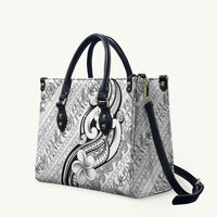 Hawaii Plumeria Lokelani Pikake Lei Leather Bag Ele'ele Polynesian Tattoo LT9 Black - Polynesian Pride